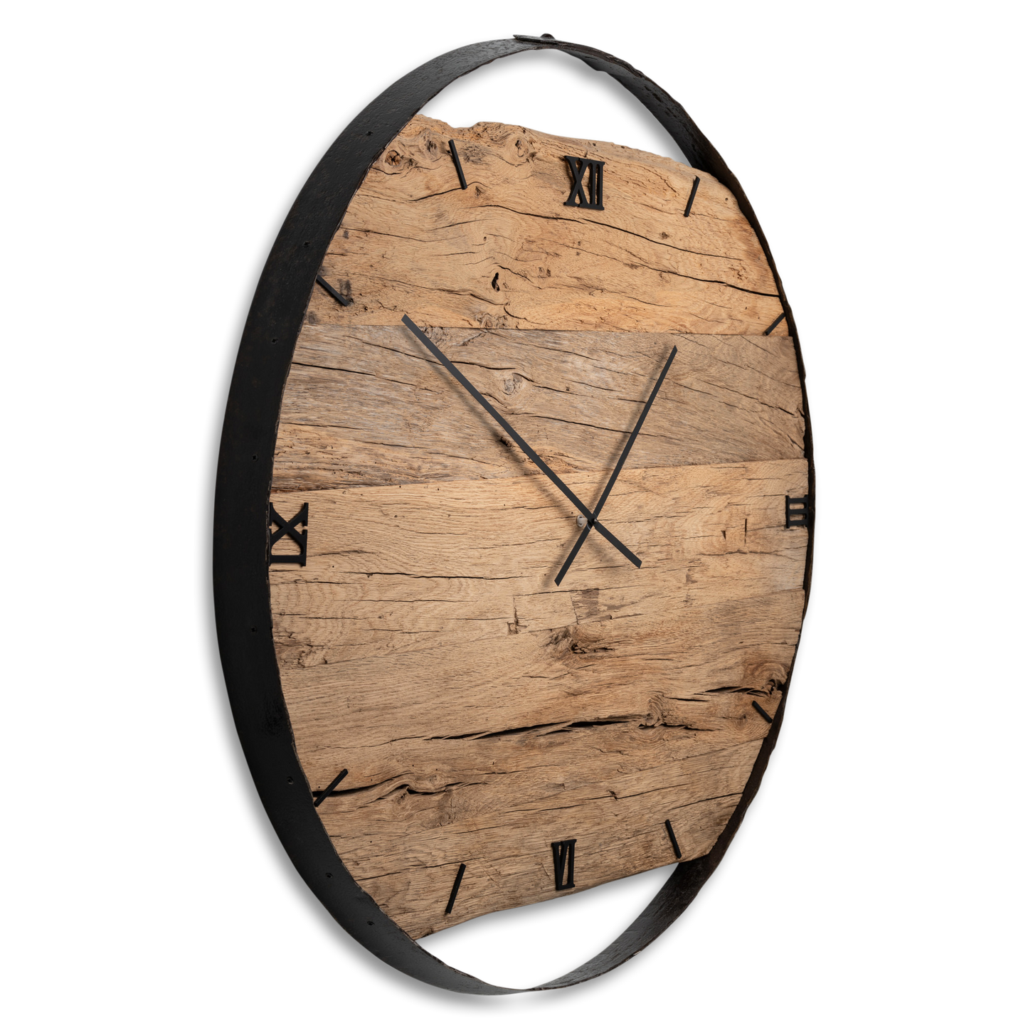 Wanduhr aus Altholz Fassring NO 369
