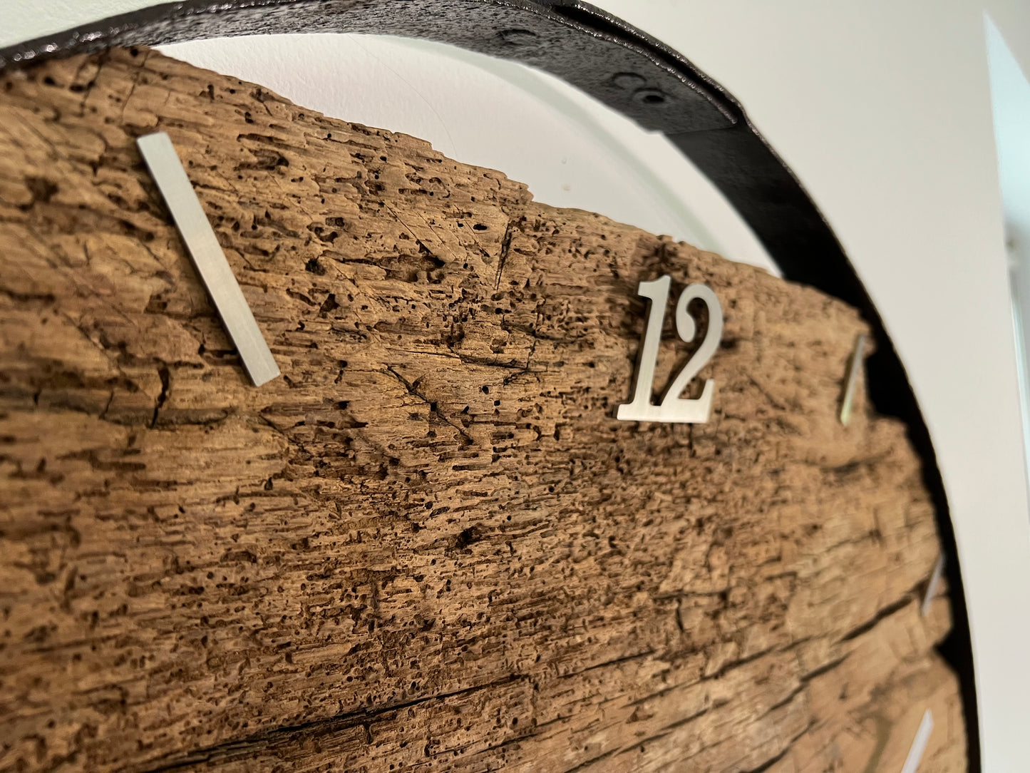 Wall clock made of reclaimed wood barrel ring NO 356