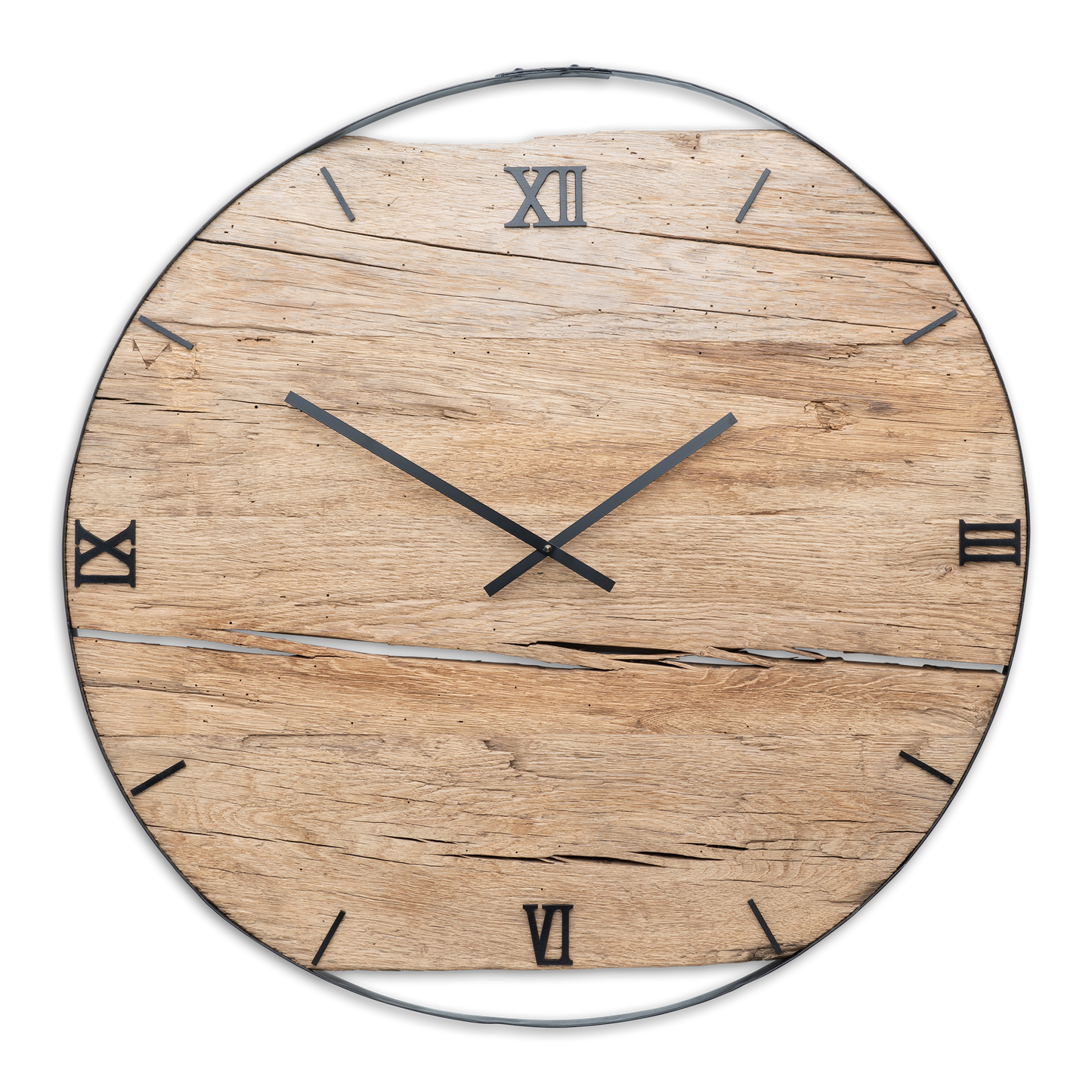 Wall clock made of reclaimed wood barrel ring NO 184