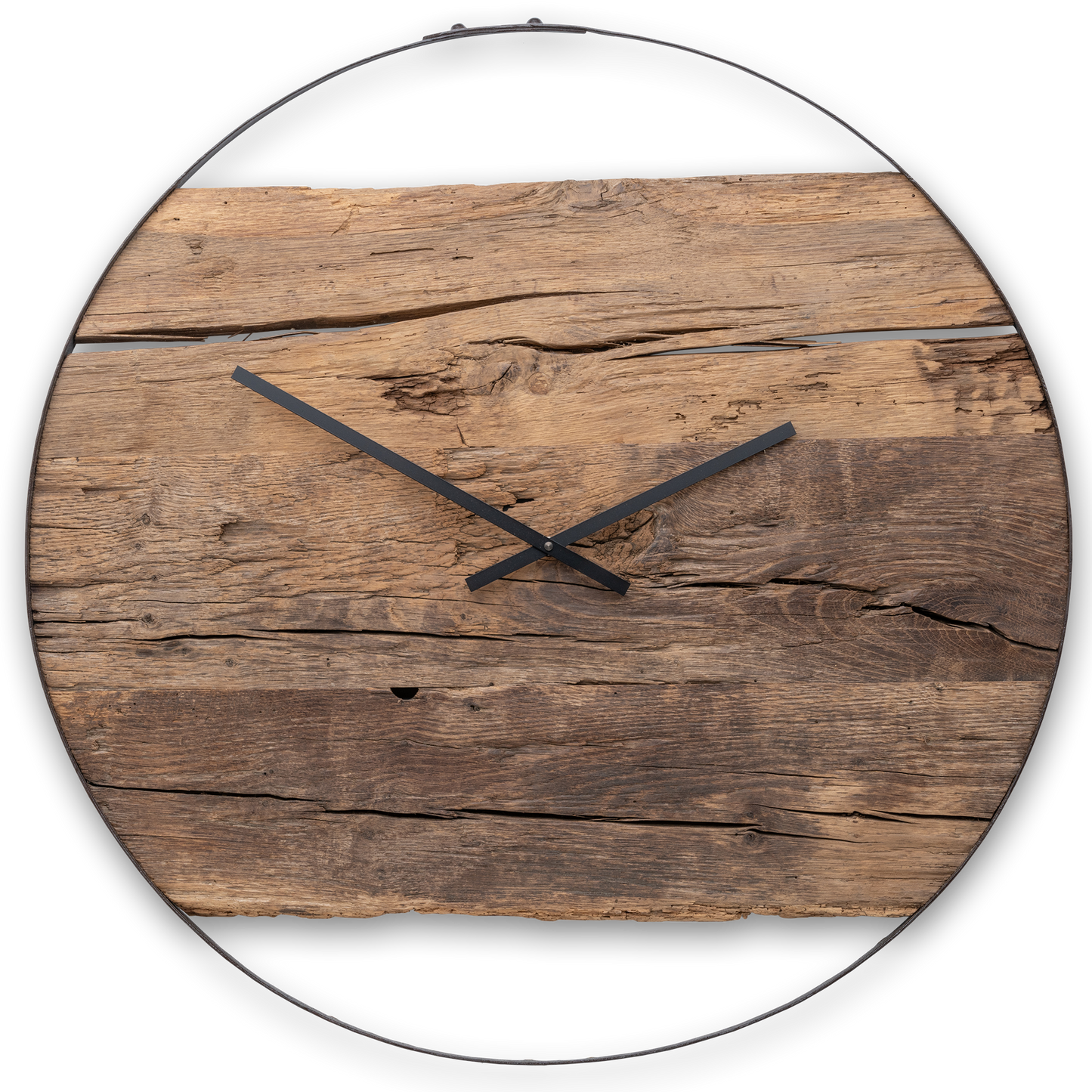 Wall clock made of old wood barrel ring NO 413